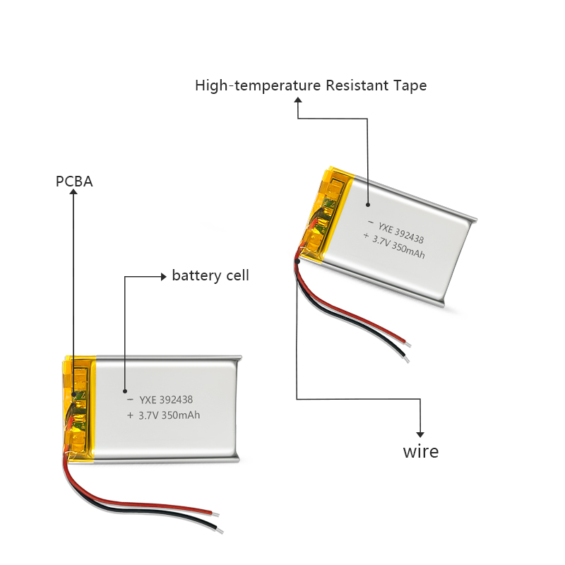 3.7 V Li-ion Battery 392438-350mah